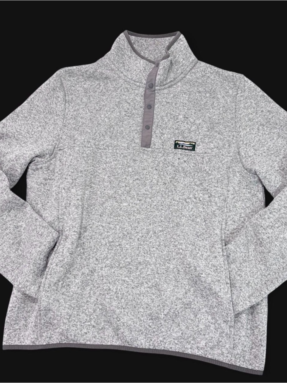 L.L.Bean Gray Sweater Fleece Snap Pullover Men’s Large Regular